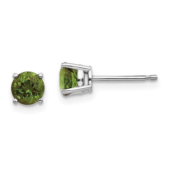 14k White Gold Green Tourmaline Earrings - Picture 1 of 3